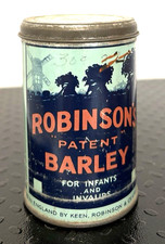 Antique Robinson’s Patent Barley Tin FULL Unopened c.1900 Infant Food Medical picture