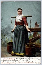 Antique Netherlands Postcard FRIESLAND Frisian Milkmaid 1904 picture