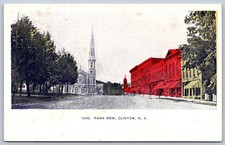 K32/ Clinton New York Postcard c1910 Park Row Church Stores 859 picture