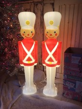 Blow Mold Christmas Toy Soldiers Lighted General Foam New 31” PAIR picture