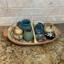 Mini Clay Pottery Native American Bowls Jars Vase From Santa Fe NM 9 Vessel Set picture
