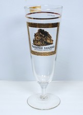 Culver Pilsner Footed Glass 22k Gold Tweetsie Railroad Blowing Rock NC Souvenir  picture