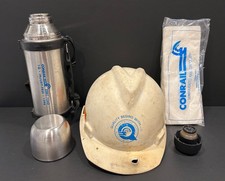 Vintage Conrail Railroad Lot - MSA Hard Hat - Thermos - Crew Pak picture
