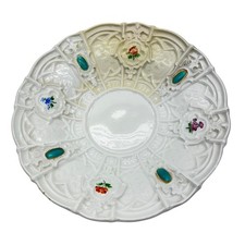 Antique Meissen Porcelain Saucer Embossed Hand Painted Glazed White 6.25