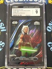 Topps 2023 Topps Chrome Black Star Wars Young Ahsoka Tano /99 Card CGC 9 GTC55 picture