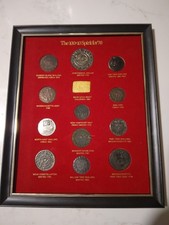 Americana Coins 1976 Bicentennial Coin Reproduction Set Framed Gold Shilling picture