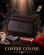 Magicians EDC close up bag Holds Cards, Coins & Apparatus Coffee Colored picture