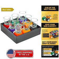 Billiards Pool Ball Shot Glasses, Set of 9 - - Fun Sports Bar Drinking Gift P... picture