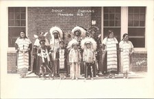 RPPC Mandan North Dakota Sioux Indians Street Scene 1940s era Ethnic picture