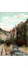 Chimney Rocks Spearfish Canyon Black Hills SD 1914 Postcard Germany RR Trestle picture