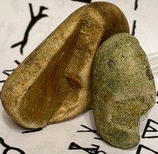 Native American/Man Made Ancient Hand Carved Stone Effigies 2 Total, 4.8 oz  picture