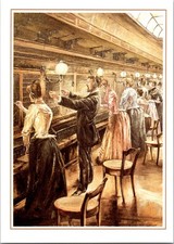 Berlin Telephone Exchange Room Workers Vintage Art Continental Postcard B926 picture