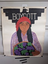 Vintage 1970s Nikki Schumann UFW Grape Boycott Silkscreen Poster Labor Movement picture