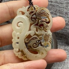 Collection Antique Tea Pet Decoration Dragon Phoenix Jade Pendant Amulet Pendant picture