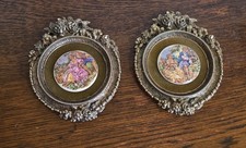 Vintage French Rococo/Victorian-Style Wall Plaques 3.5 Inch Diameter Set Of 2 picture