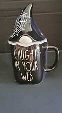 Rae Dunn CAUGHT IN YOUR WEB Mug with Gnome Topper Halloween. picture