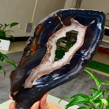 1.75LB Natural  Stripe Agate Slice Quartz Crystal  Slab Ore Specimen picture