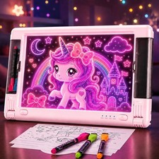Rechargeable LED Drawing Board, 15 Inch 9-Color Light Modes Neon Art Light up Wr picture