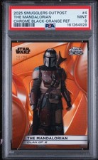 2025 TOPPS STAR WARS CHROME BLACK MANDALORIAN SMUGGLERS OUTPOST ORANGE #4 PSA 9 picture
