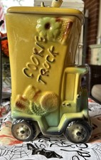Vtg USA Pottery #744 Cookie Truck Cookie Jar w/Bird Lid granny cottage core picture