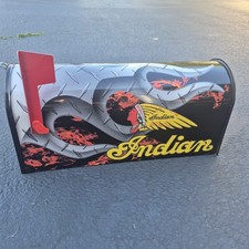 New Indian Motorcycle Graphic Metal Rural Mailbox Custom Garage Man Cave Decor picture