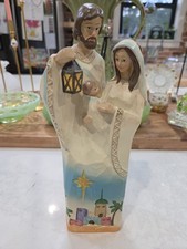 Ceramic Holy Family A Child Is Born Christmas Nativity Baby Jesus Joseph Mary picture