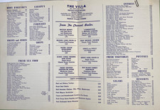 1950s The Villa Vtg Italian Restaurant Dinner Menu Staten Island New York City picture