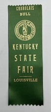 Vintage Kentucky State Fair Louisville Green Ribbon Prize Charolais Bull Cattle picture