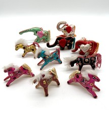 10 VTG Chinese Satin Silk Embroidered Animals Figurines Folk Art Missing Strings picture