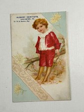 Victorian Trade Card Albany Dentists Lancaster PA Little Boy Red Suit  picture