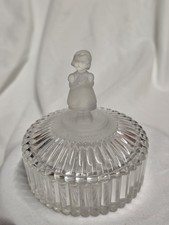 1993 M.J. HUMMEL GOEBEL COVERED CRYSTAL DRESSER TRINKET JAR WITH LID AVON picture