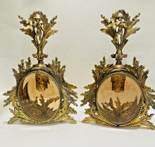 RARE Vintage GOLD CHERUB 2 Perfume Bottle AMBER GLASS VANITY Hollywood   picture