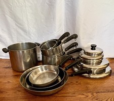 Vintage REVERE WARE 1801 Copper Bottom Cookware Set 14 PC Pots Pans Pre-1968 USA picture