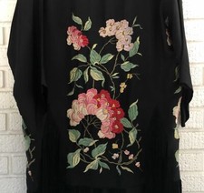 Japanese Kimono Military WWII ? Soldier Mission Black Embroidered Vintage Gift picture