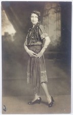 ANTIQUE AZO RPPC GYPSY WOMAN BOHEMIAN CLOTHES w/ MANY BEADED NECKLACES POSTCARD picture