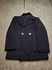 Vintage US Navy Overcoat Pea Coat 38 Reg Mens Blue 100% Wool Double Breasted picture