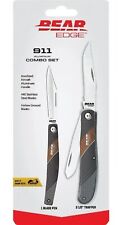 Bear Edge 911 2pc Black/Red Aluminum Folding 440 Stainless Knife Combo Set  picture