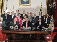Signed Historical Group Photograph of Officials at Desk - Not Authenticated picture