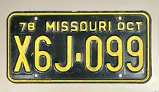 Vintage 1978 Missouri License Plate Vehicle Car Tag X6J-099 Collectible Expired picture