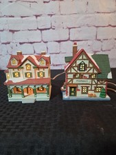 2 Pc. Vintage Porcelain House Fortune Island Pharmacy And Village House picture