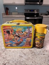1964 The Flintstones Lunch Box & Thermos * Vintage * Lunchbox tin kit pail picture