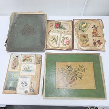 Antique Huge Lot Victorian Scrapbook Album Greeting Cards Ephemera Art Prints picture
