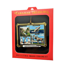 Canada Brass Travel Ornament Newfoundland Wildlife Humpback Whale Puffins Moose picture