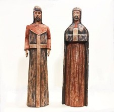 Pair of Mexican religeous Santos. Reproduction Bulto. A dignified & solemn pair. picture