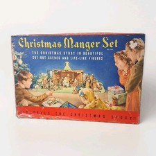 Vintage 1950s Christmas Cut-Out Manger/Nativity Set No. 743 Missing 1 pc READ picture
