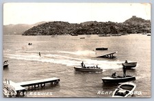 K69/ Acapulco Mexico RPPC Postcard c1940s Club de Esquies Boats Ramp 208 picture