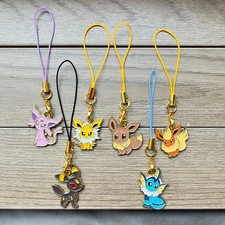 Pokemon Small Metal Keychains 6 Variations Eevee, Espeon, Jolteon, Umbreon + picture