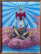 MASONIC 33RD DEGREE OVER THE WORLD MODERN PRINT FROM A 19TH C ENGRAVING * A&ASR picture