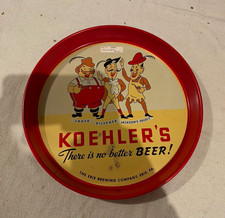 Koehler's Beer Advertising Tray - Red Breweriana Collectible Beer Tray picture