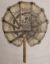 c1890 Die Cut Ad Hand Fan for Worcester Salt Co. New York picture